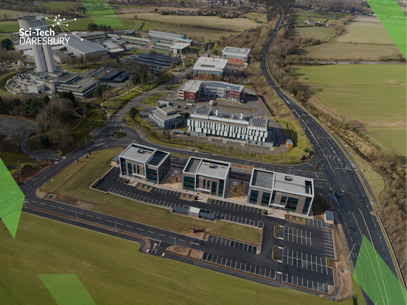 Aerial view of Sci-Tech Daresbury Science Park