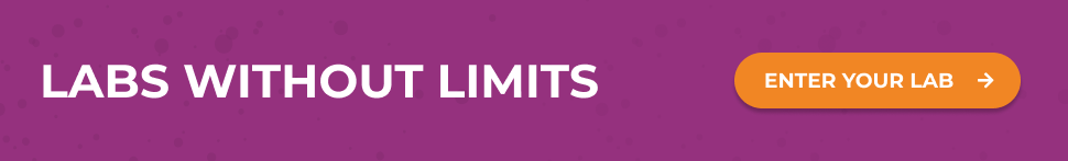 Purple banner image with a call to action saying 'Labs without limits' and an orange button that says 'enter your lab' with an arrow pointing right.