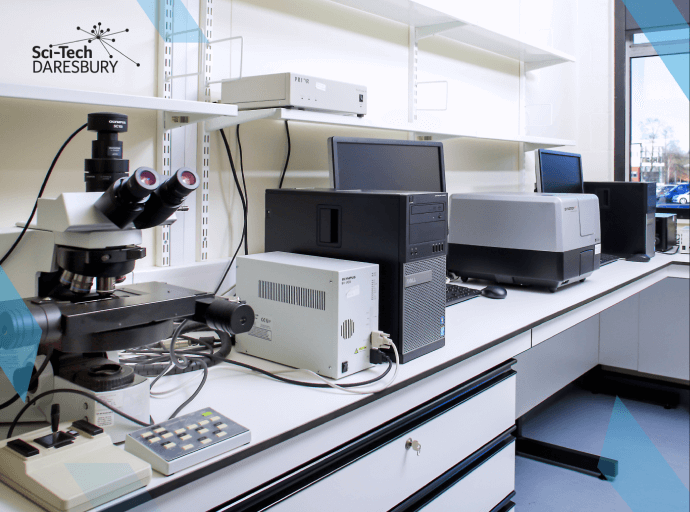 What’s the difference between a science park and a business park_ – Feature Photo of laboratory equipment including sample analysers and microscopes